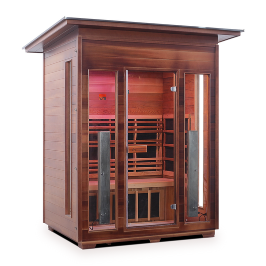 Enlighten Rustic 3 - 3 Person Infrared Outdoor Sauna Full Spectrum