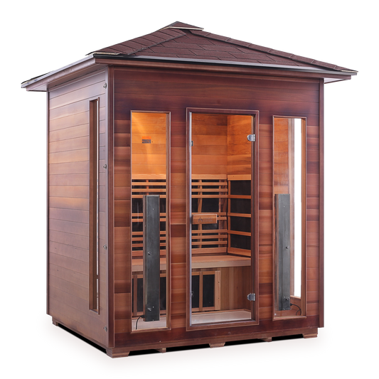Enlighten Rustic 4 - 4 Person Infrared Outdoor Sauna Full Spectrum