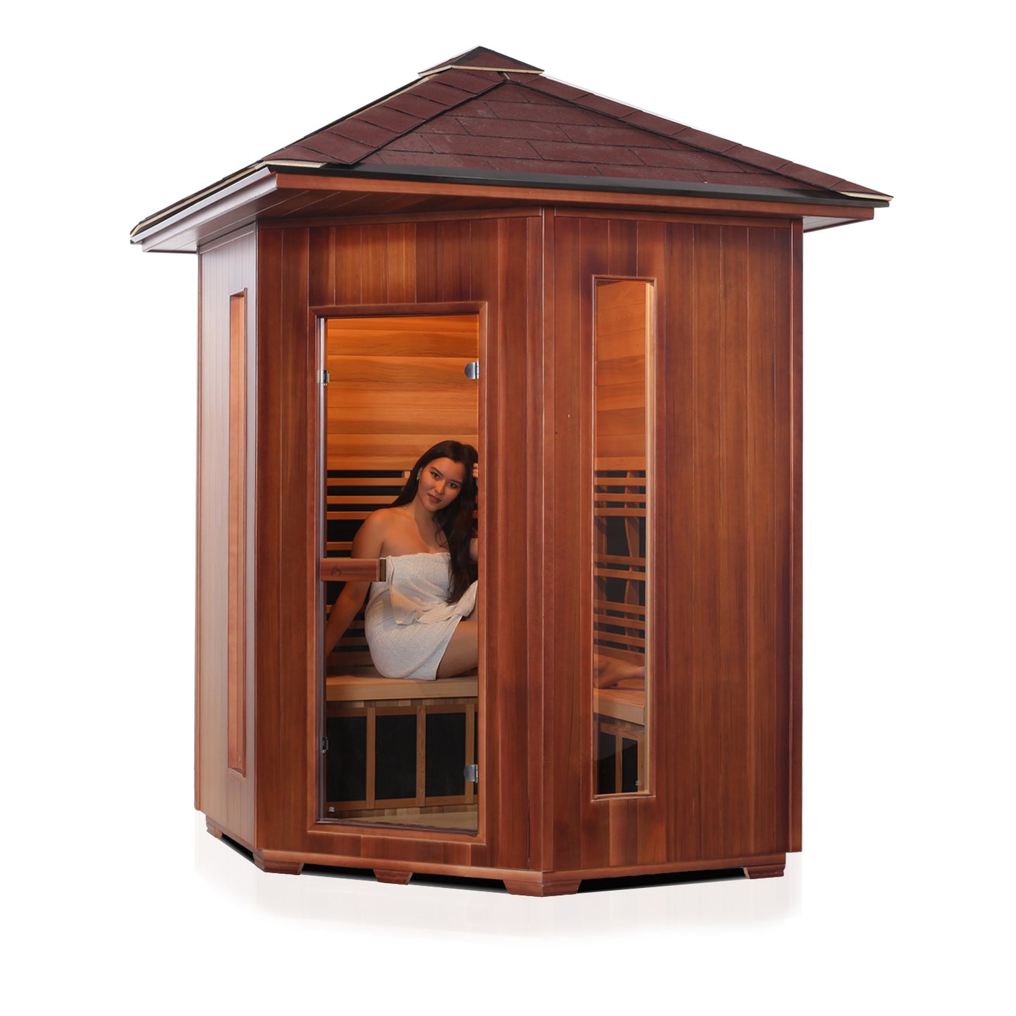 Enlighten Diamond C - 4 Person Outdoor Infrared/Traditional Sauna