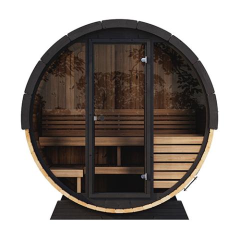 SaunaLife Model EE6G, 4-Person Sauna Barrel Glass Front