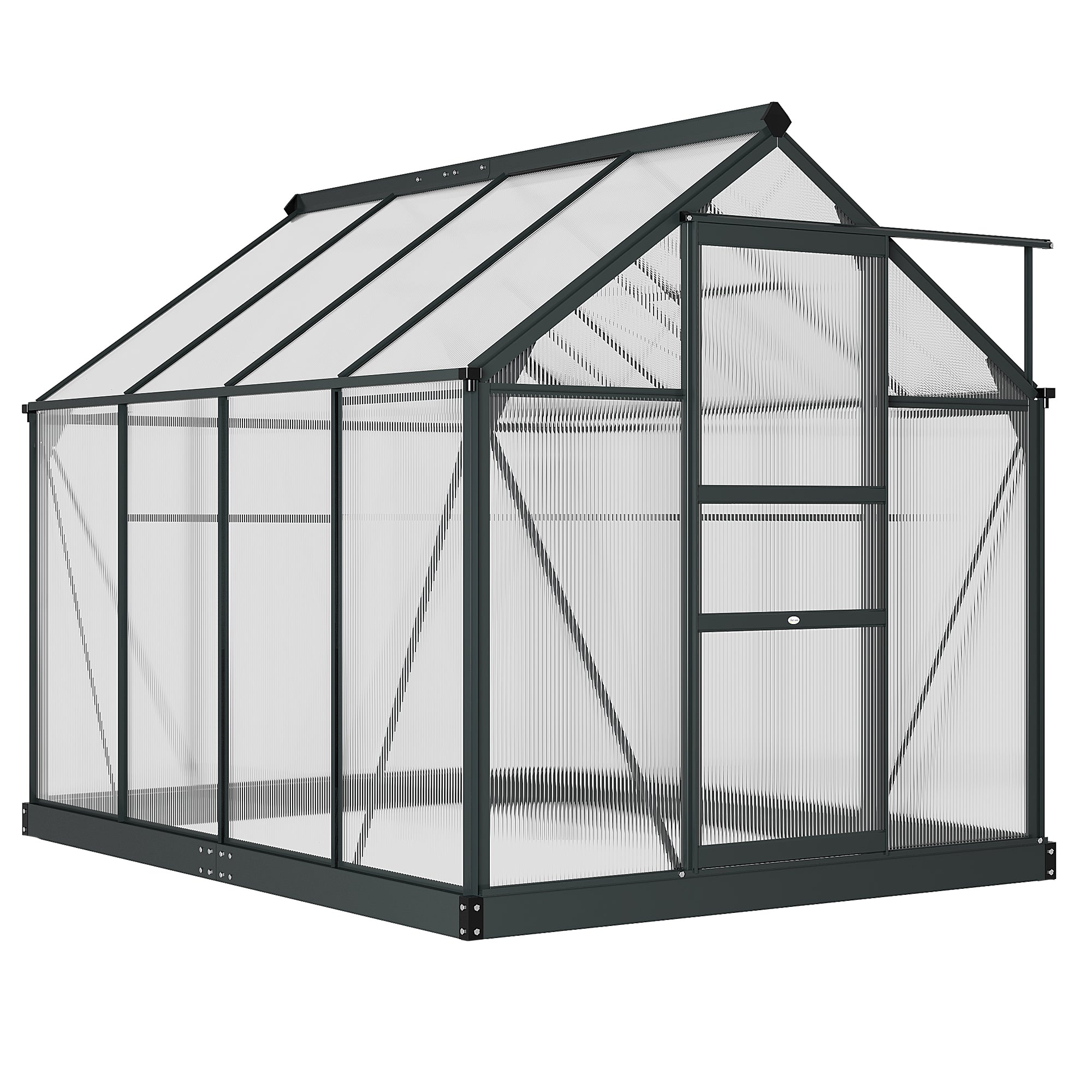 Outsunny BloomGreen 6' x 8' Greenhouse with Rain Gutter and Roof Vent Gray - 845-059GY