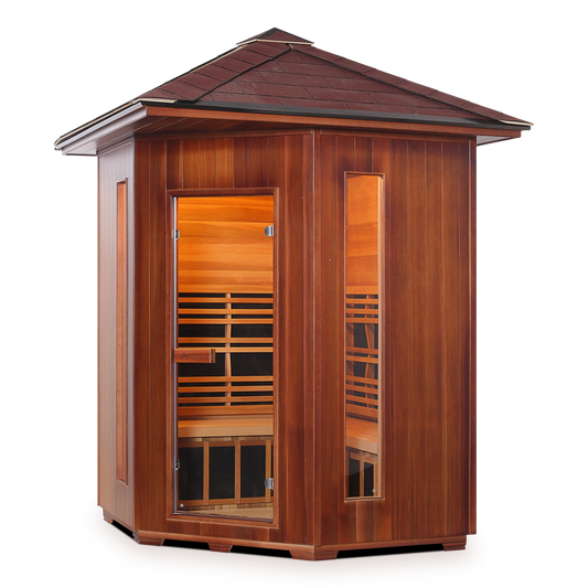 Enlighten Diamond C - 4 Person Outdoor Infrared/Traditional Sauna