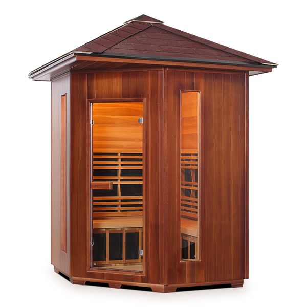 Enlighten Diamond C - 4 Person Outdoor Infrared/Traditional Sauna
