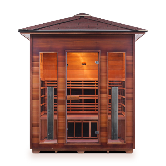 Enlighten Rustic 4 - 4 Person Infrared Outdoor Sauna Full Spectrum