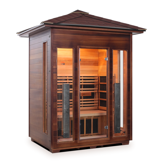 Enlighten Rustic 3 - 3 Person Infrared Outdoor Sauna Full Spectrum