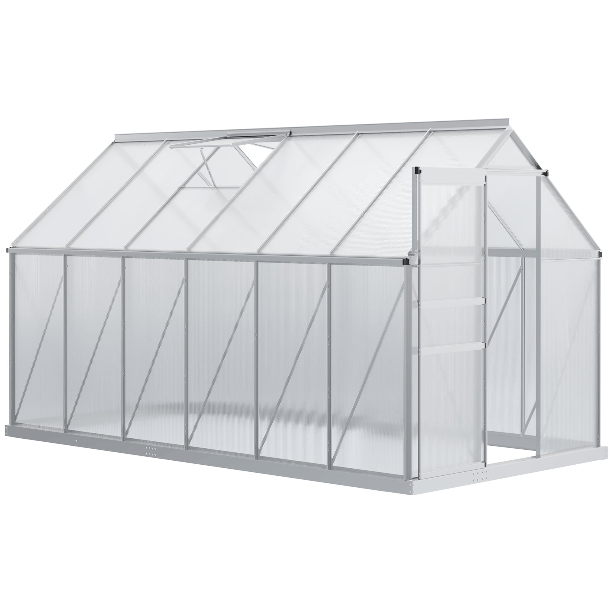 Outsunny BloomGreen 12' x 6' Greenhouse with Adjustable Roof Vent Silver - 845-540V02SR