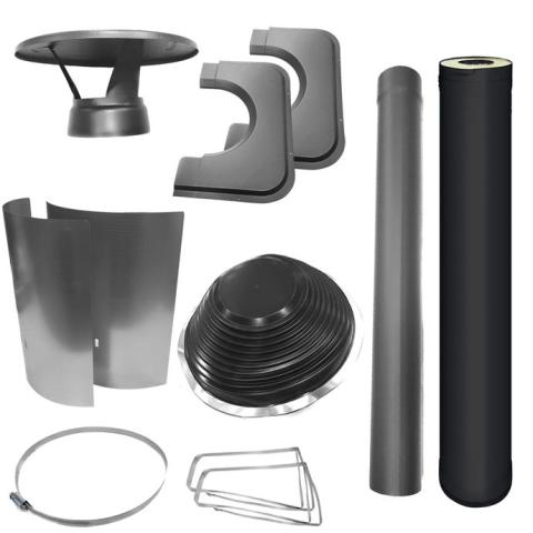 Harvia WHP1000500M-PKG Harvia 1000500M Chimney & Assembly Kit, Barrel, Flat Roof