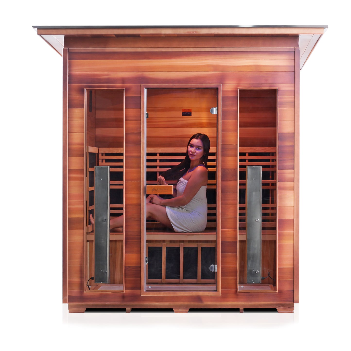 Enlighten Rustic 4 - 4 Person Infrared Outdoor Sauna Full Spectrum