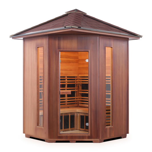 Enlighten Diamond C - 4 Person Outdoor Infrared/Traditional Sauna