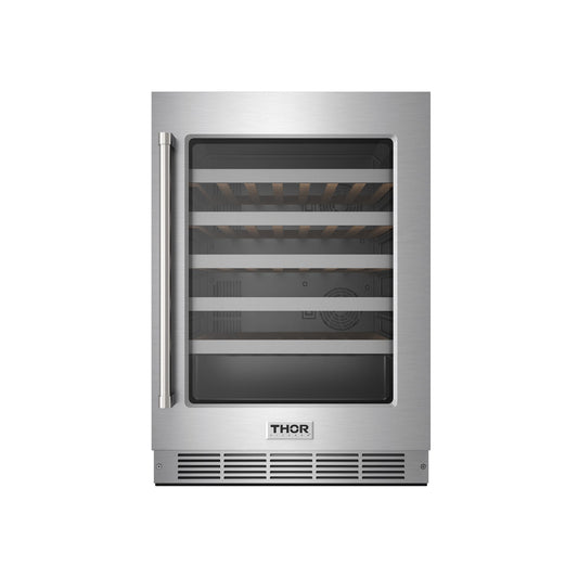 Thor Kitchen 24-Inch Single Zone Wine Cooler, 46 Wine Bottle Capacity – TWC24US