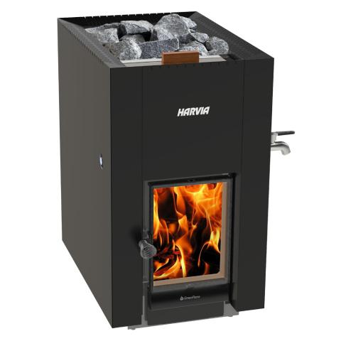 Harvia Linear 22 Green Flame ES Series 15.7 kW Water Tank Wood Sauna Stove